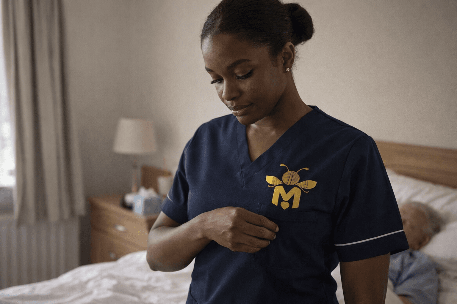 Healthcare assistant in Medibee uniform